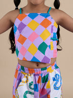 Snakes and Ladders Girls Multi Color Rotary Print Top and Pant Set from Siblings Collection