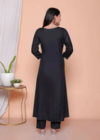 Miravan Womens Black Mirror Work Angrakha Kurta And Palazzo Set - Distacart