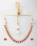 VOJ Gold-Polished Maroon Stone Studded Jewellery