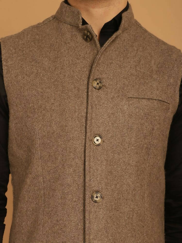 Even Apparels Pure Wool Nehru Jacket - Beige
