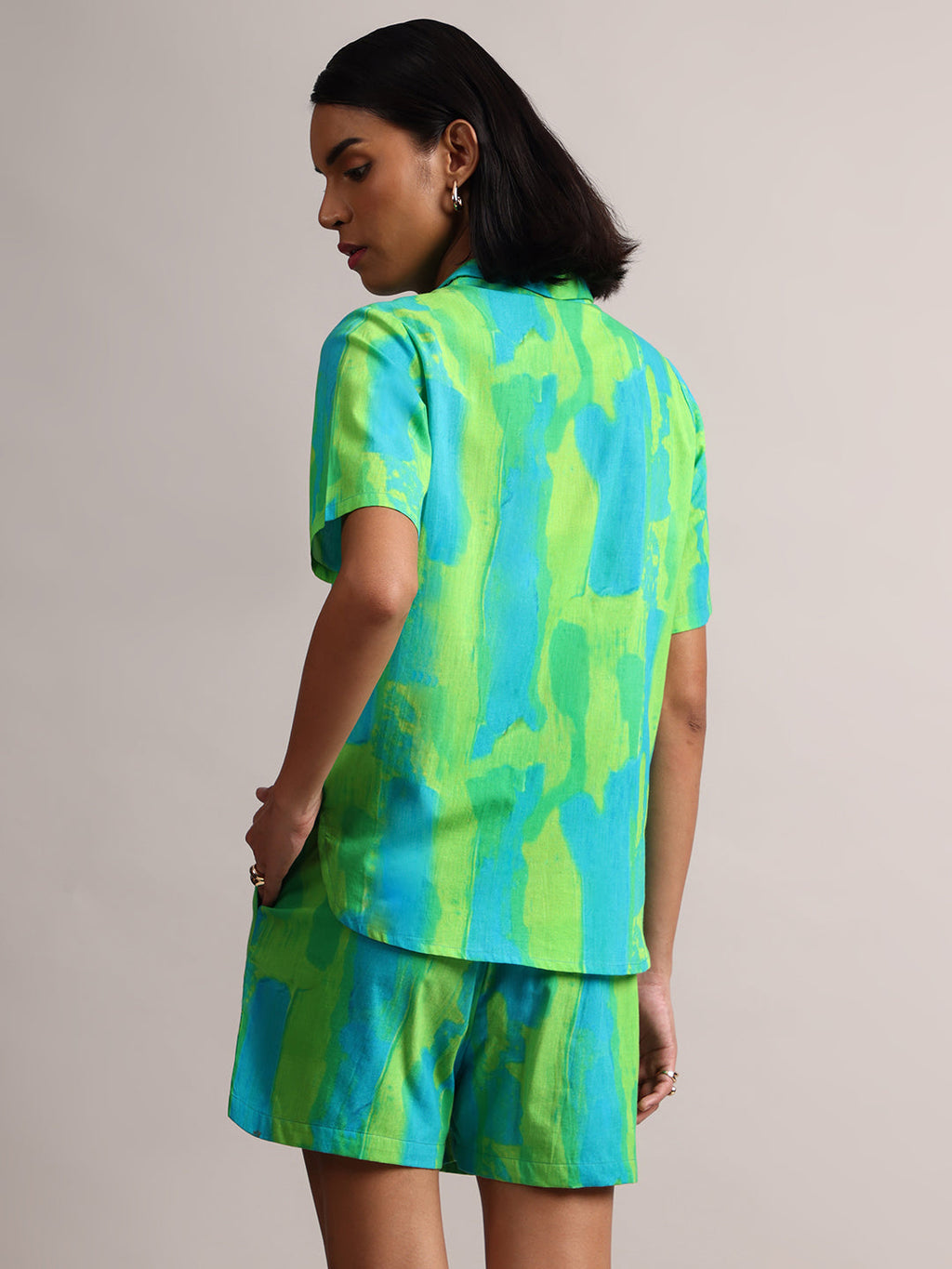 Zaccai Women's Lime Cambric Abstract Dress - Distacart