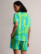 Zaccai Women's Lime Cambric Abstract Dress - Distacart