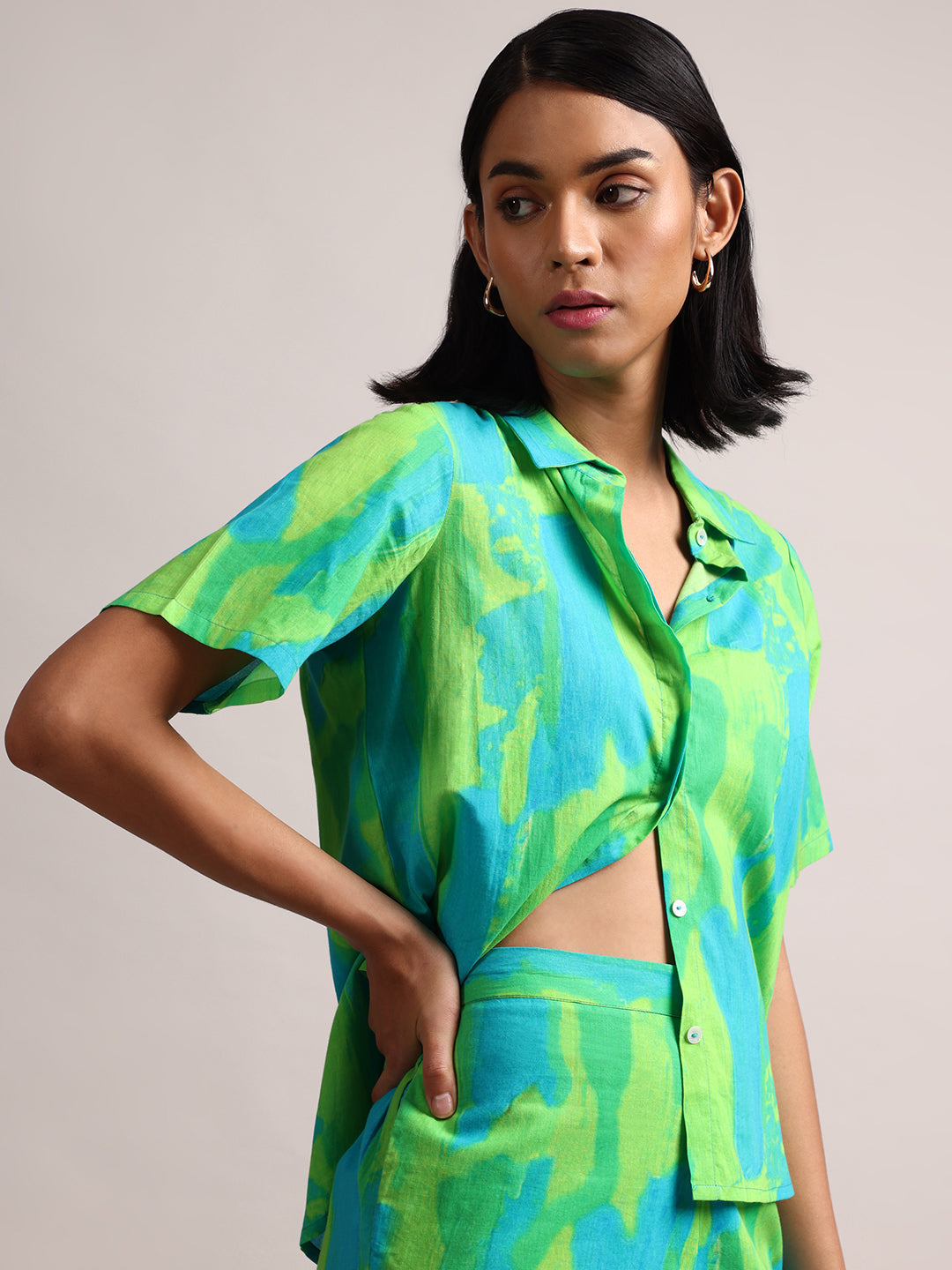 Zaccai Women's Lime Cambric Abstract Dress - Distacart