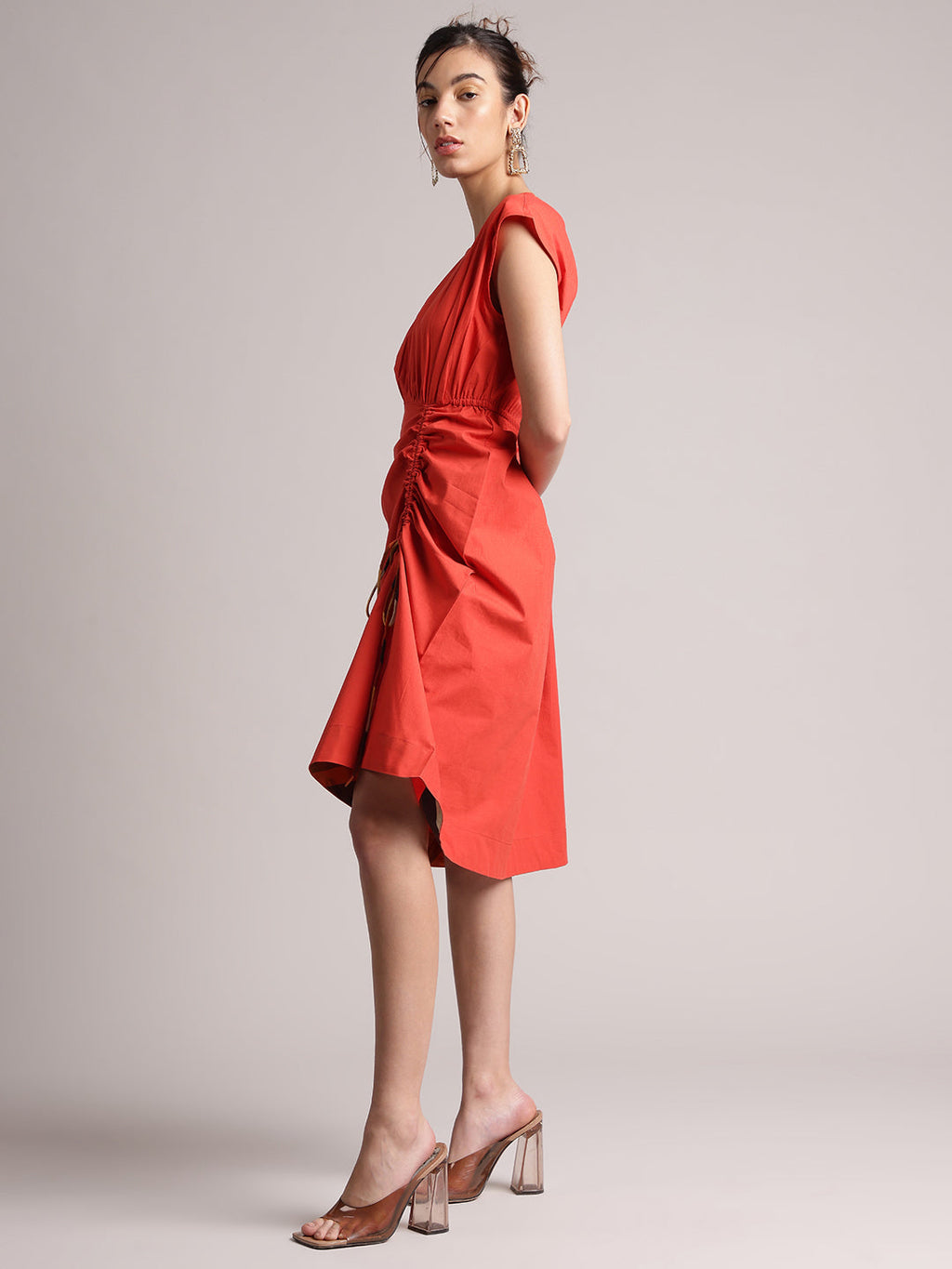 Zaccai Women's Rust Poplin Solid Dress - Distacart