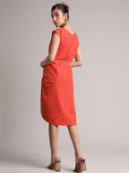 Zaccai Women's Rust Poplin Solid Dress - Distacart