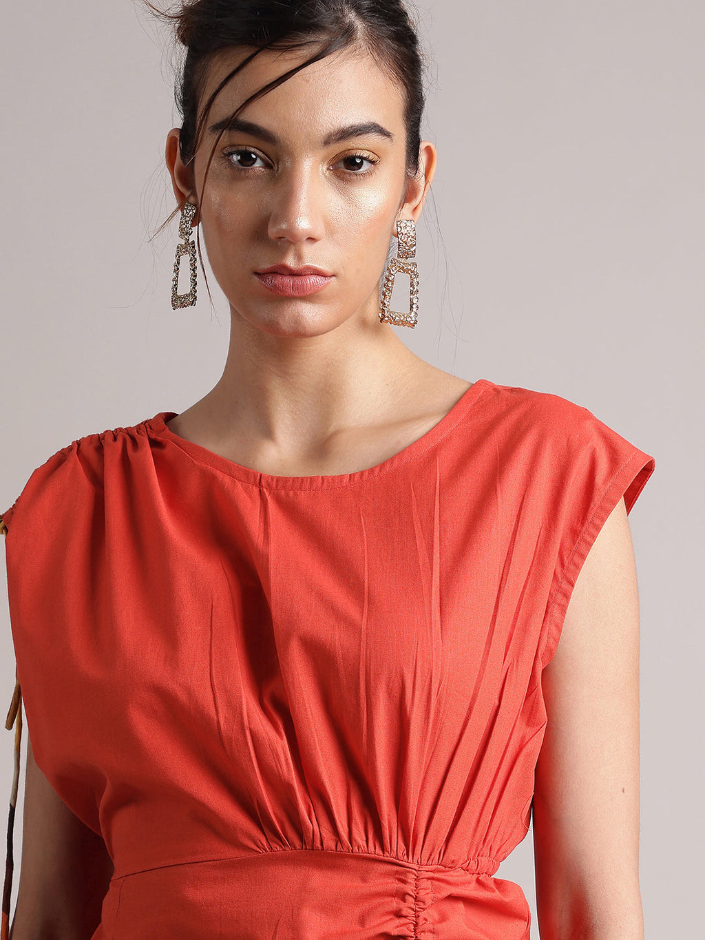 Zaccai Women's Rust Poplin Solid Dress - Distacart