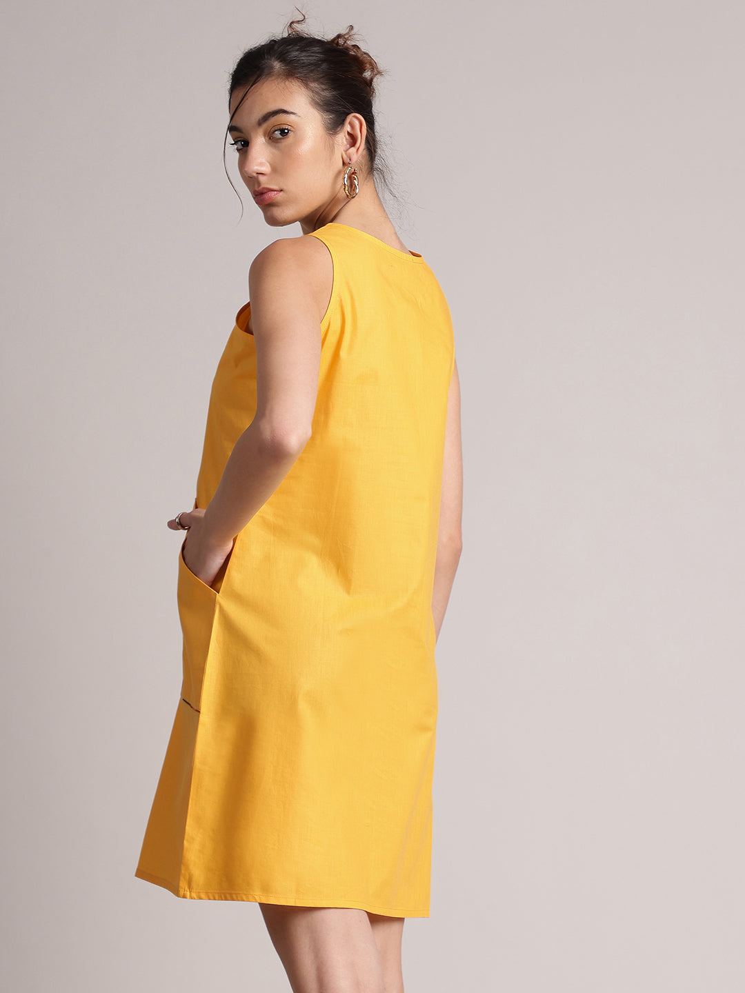 Zaccai Women's Yellow Poplin Solid Dress - Distacart