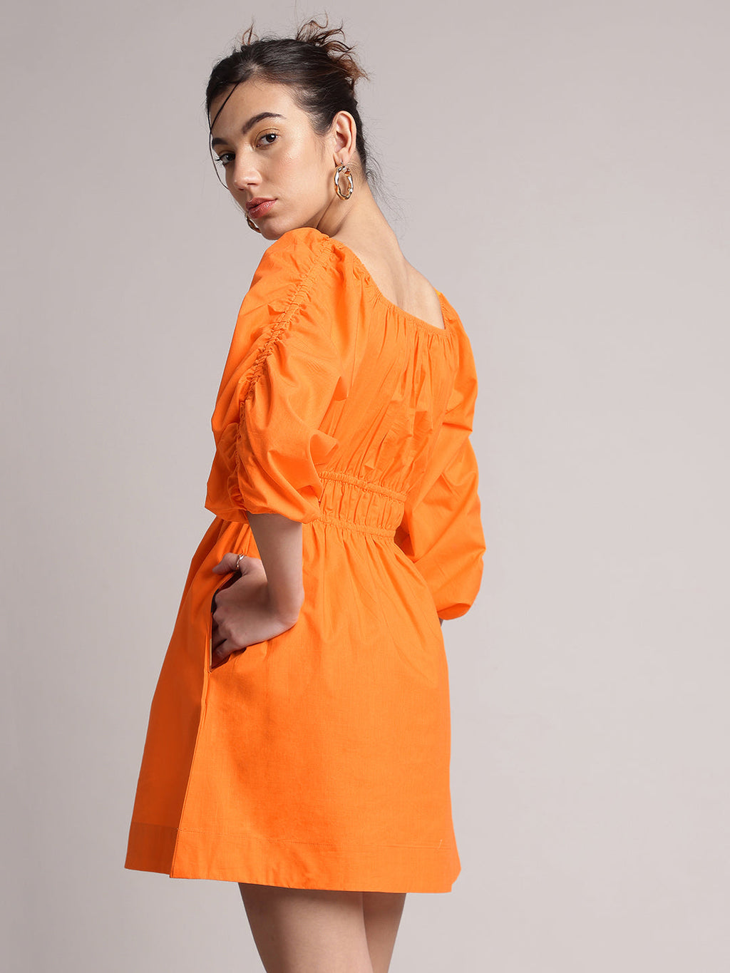 Zaccai Women's Orange Poplin Solid Dress - Distacart
