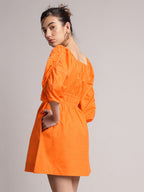 Zaccai Women's Orange Poplin Solid Dress - Distacart