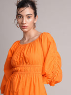 Zaccai Women's Orange Poplin Solid Dress - Distacart