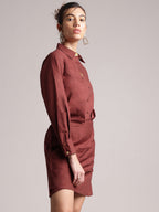 Zaccai Women's Brown Poplin Solid Dress - Distacart