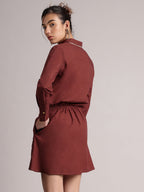 Zaccai Women's Brown Poplin Solid Dress - Distacart