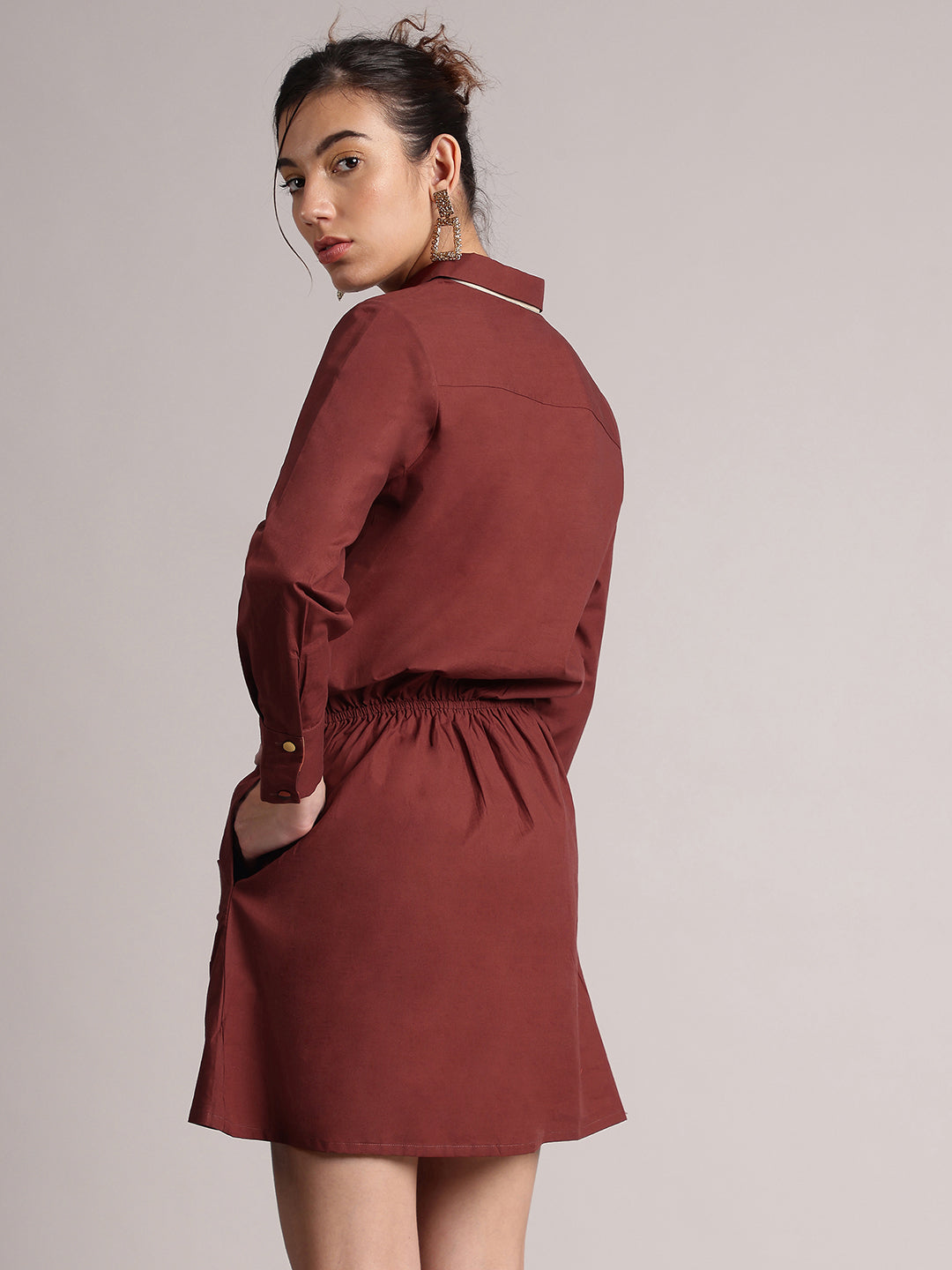 Zaccai Women's Brown Poplin Solid Dress - Distacart