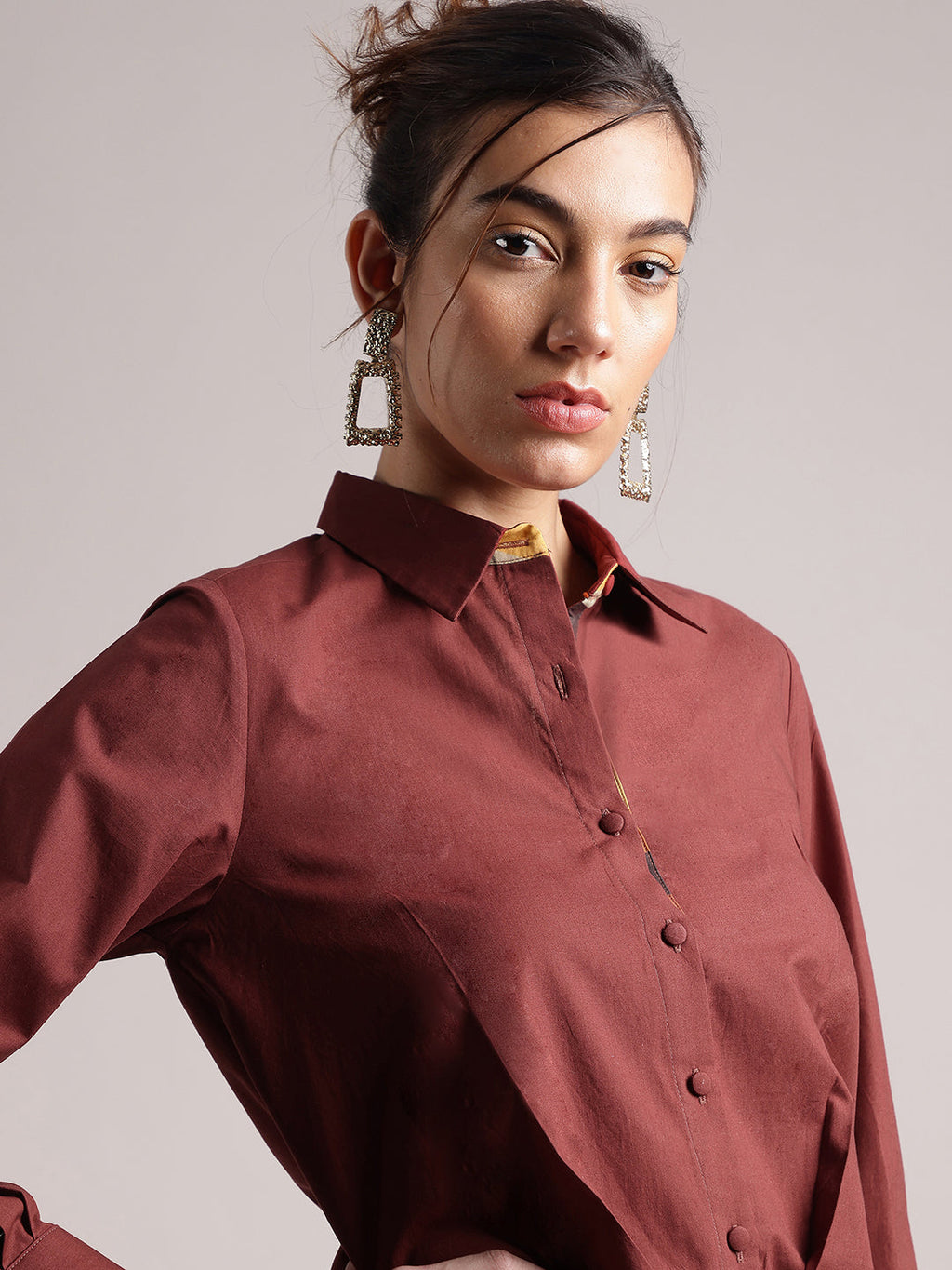 Zaccai Women's Brown Poplin Solid Dress - Distacart