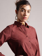 Zaccai Women's Brown Poplin Solid Dress - Distacart