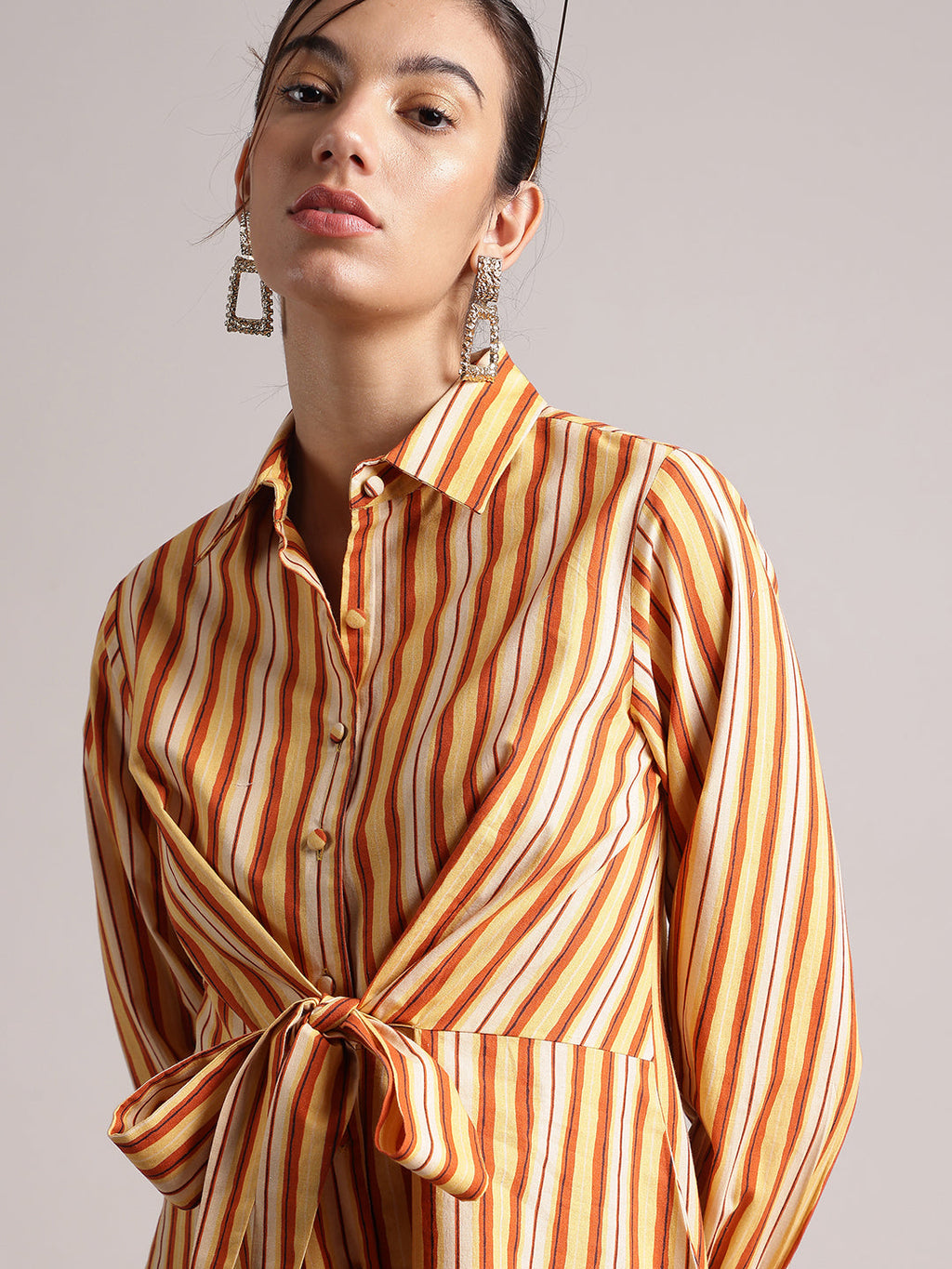 Zaccai Women's Yellow Poplin Striped Dress - Distacart