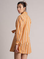 Zaccai Women's Yellow Poplin Striped Dress - Distacart