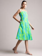Zaccai Women's Lime Cambric Abstract Dress - Distacart