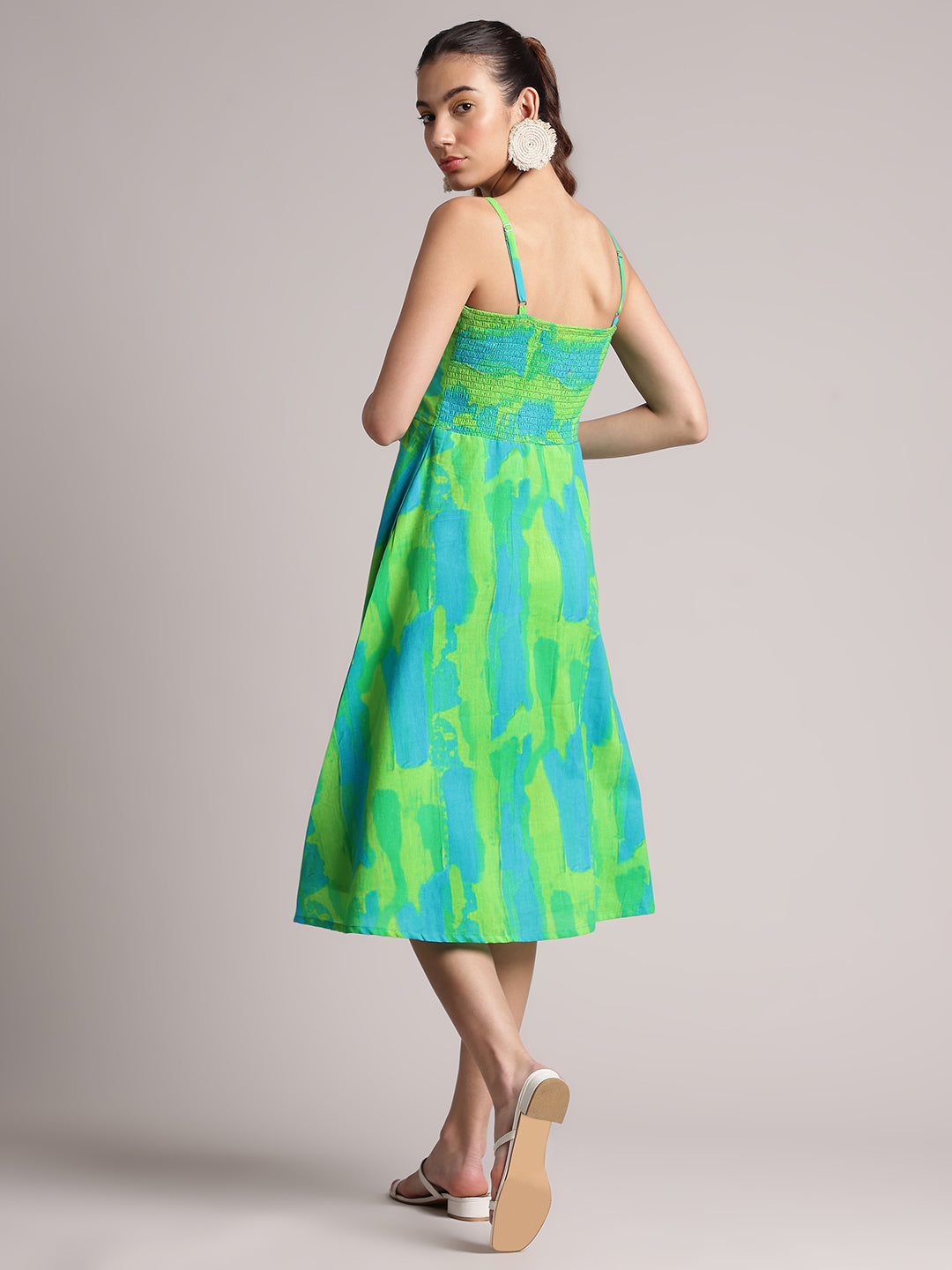 Zaccai Women's Lime Cambric Abstract Dress - Distacart