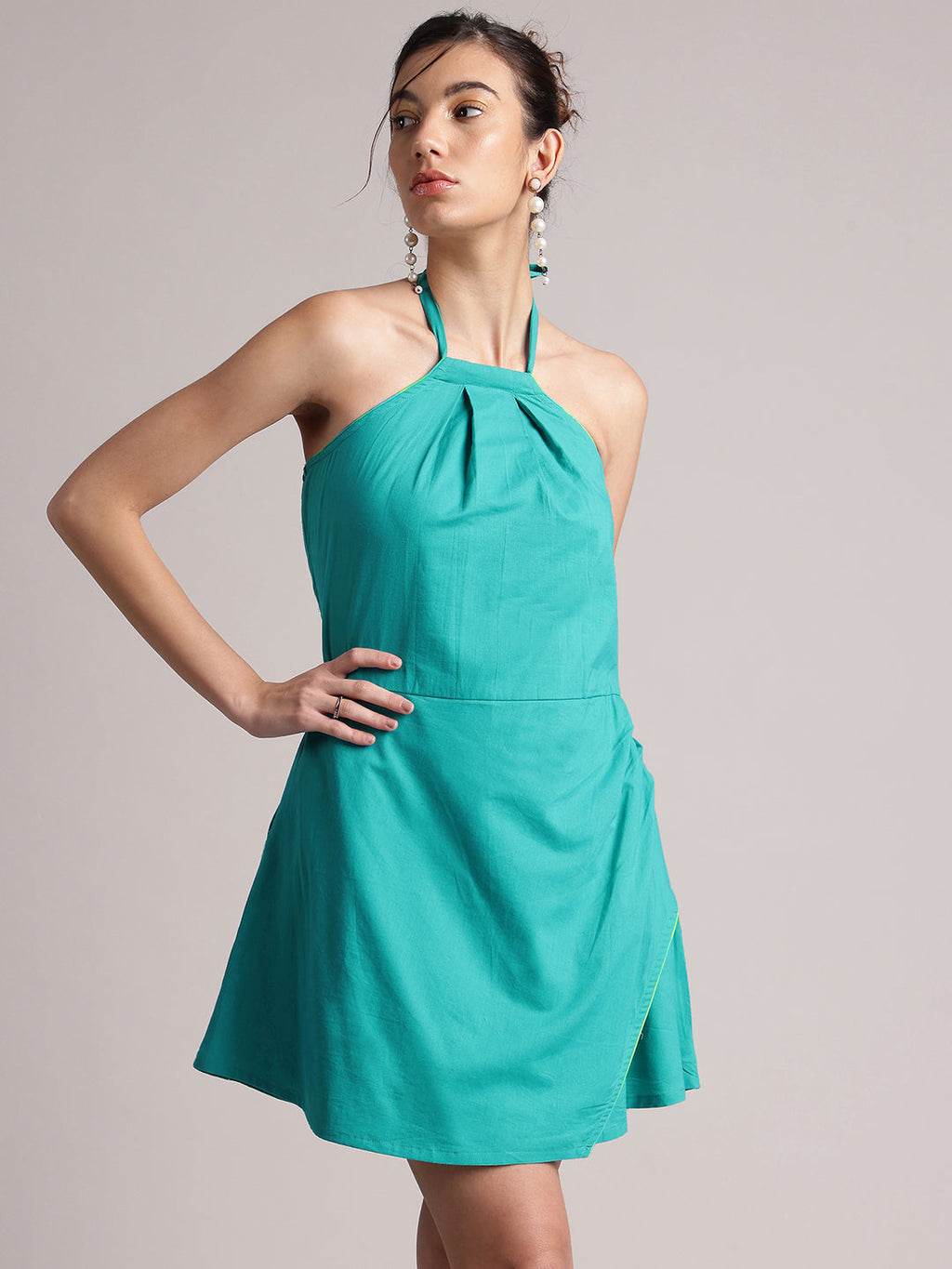 Zaccai Women's Aqua Cambric Solid Dress - Distacart
