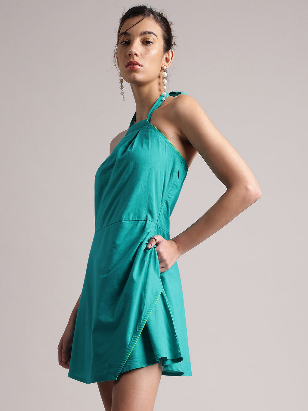 Zaccai Women's Aqua Cambric Solid Dress - Distacart