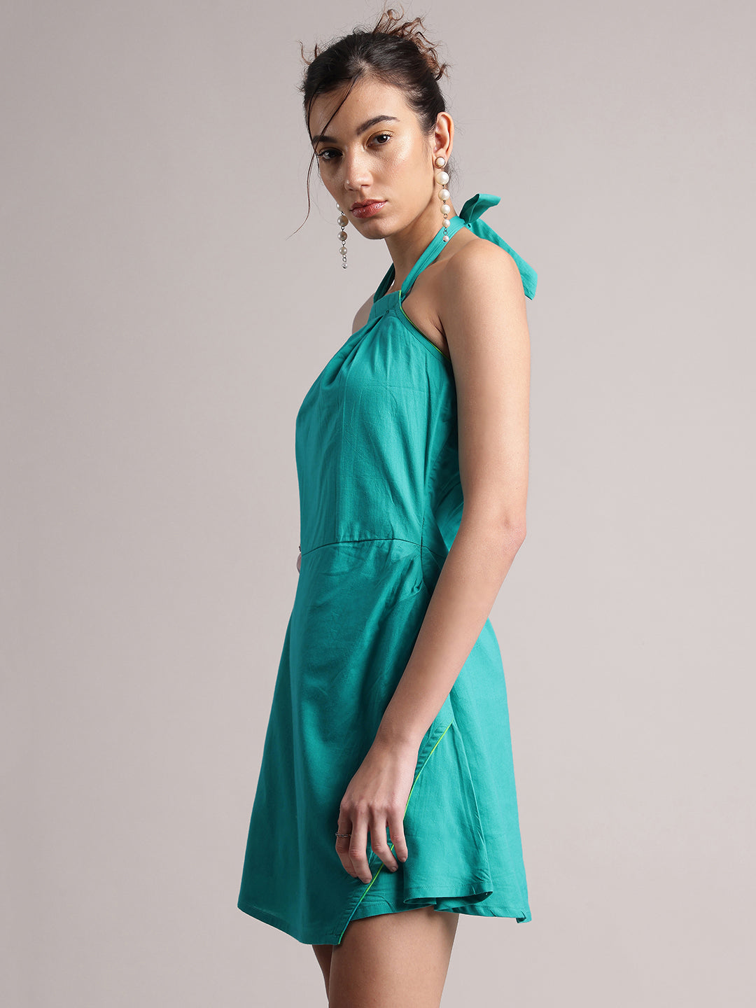 Zaccai Women's Aqua Cambric Solid Dress - Distacart