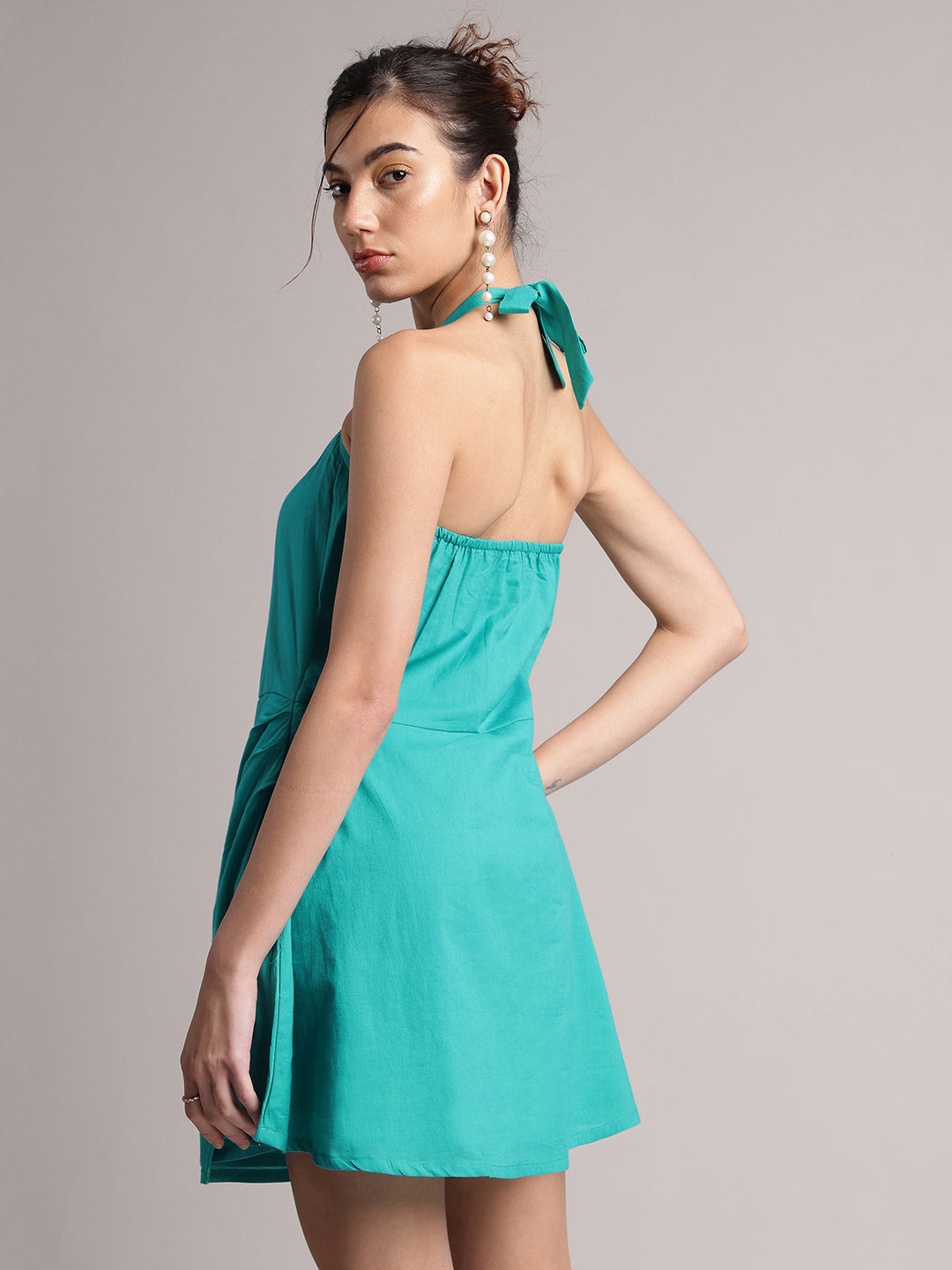 Zaccai Women's Aqua Cambric Solid Dress - Distacart