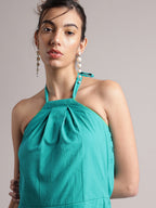 Zaccai Women's Aqua Cambric Solid Dress - Distacart