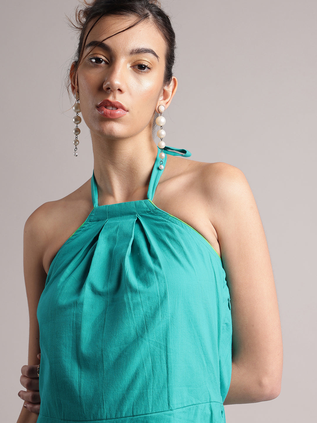 Zaccai Women's Aqua Cambric Solid Dress - Distacart
