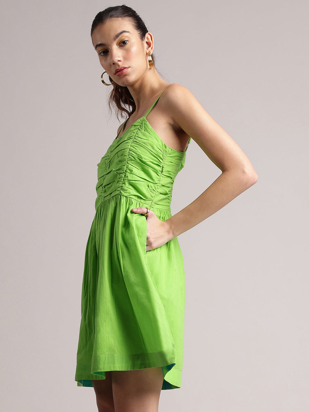 Zaccai Women's Lime Cambric Solid Dress - Distacart