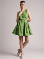 Zaccai Women's Green Cambric Solid Dress - Distacart