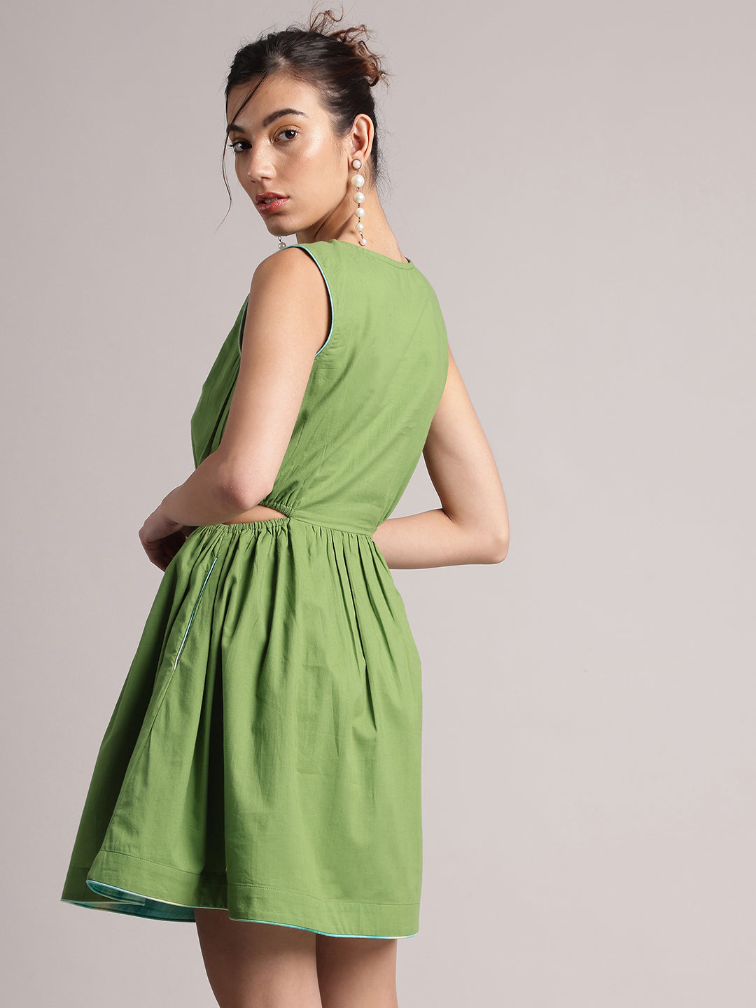 Zaccai Women's Green Cambric Solid Dress - Distacart