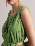 Zaccai Women's Green Cambric Solid Dress - Distacart