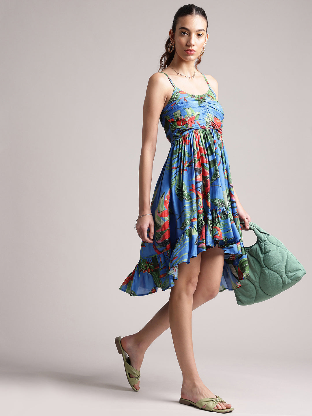 Zaccai Women's Blue Muslin Tropical Dress - Distacart