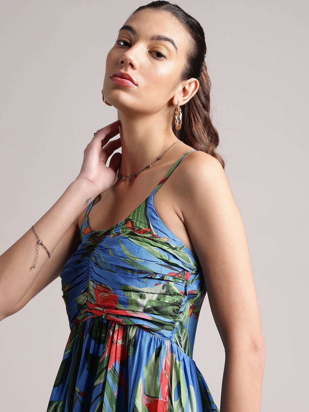 Zaccai Women's Blue Muslin Tropical Dress - Distacart