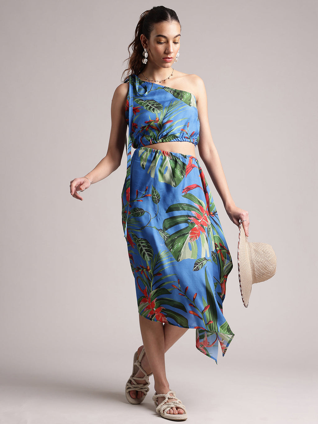 Zaccai Women's Blue Muslin Tropical Dress - Distacart