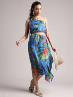 Zaccai Women's Blue Muslin Tropical Dress - Distacart