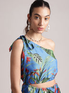Zaccai Women's Blue Muslin Tropical Dress - Distacart