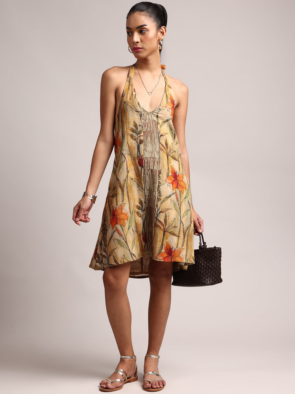 Zaccai Women's Multi Cotton Linen Floral Dress - Distacart