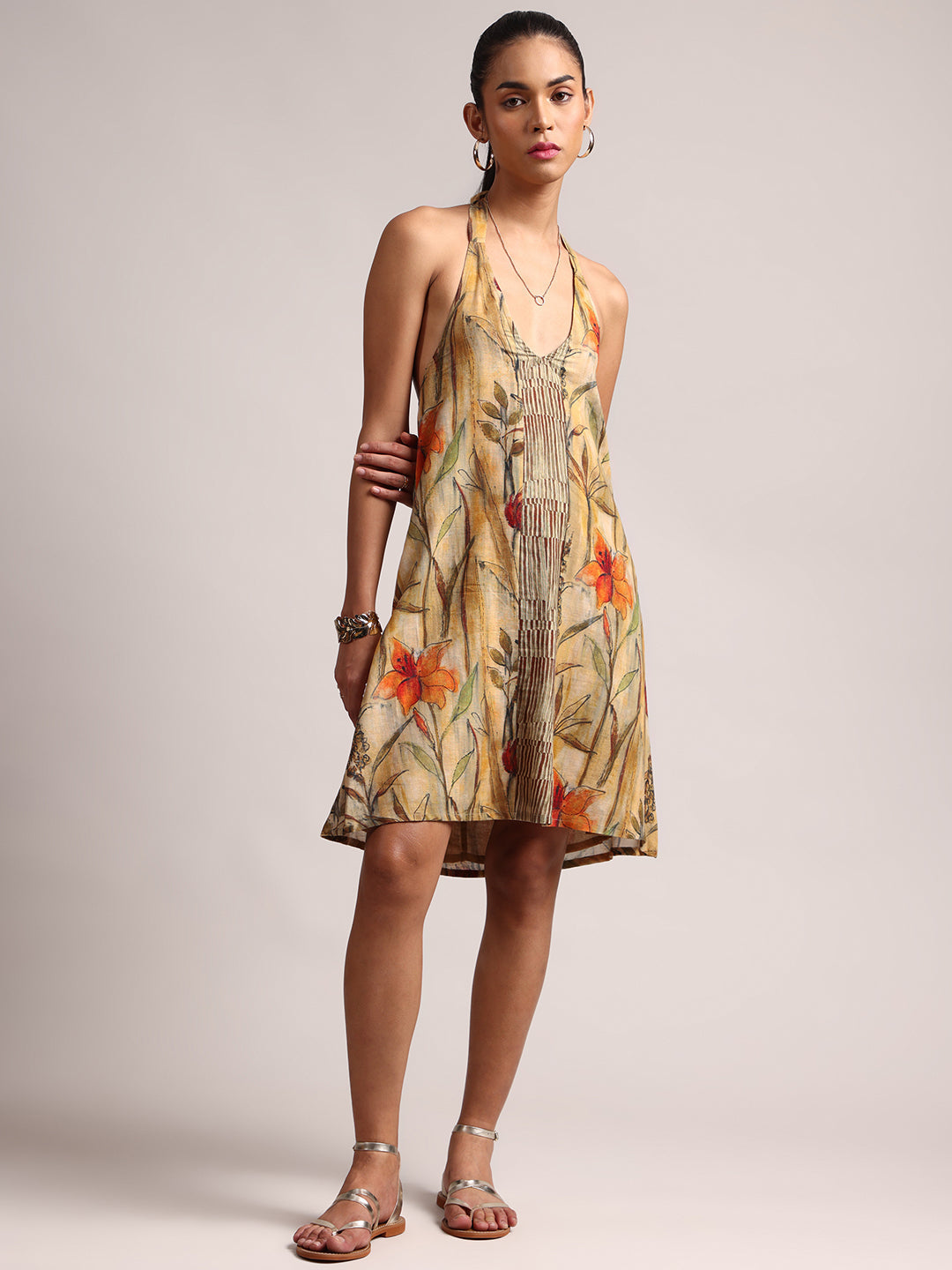Zaccai Women's Multi Cotton Linen Floral Dress - Distacart