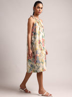Zaccai Women's Yellow Linen Floral Dress - Distacart