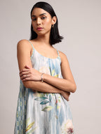 Zaccai Women's Blue Cotton Linen Tropical Dress - Distacart