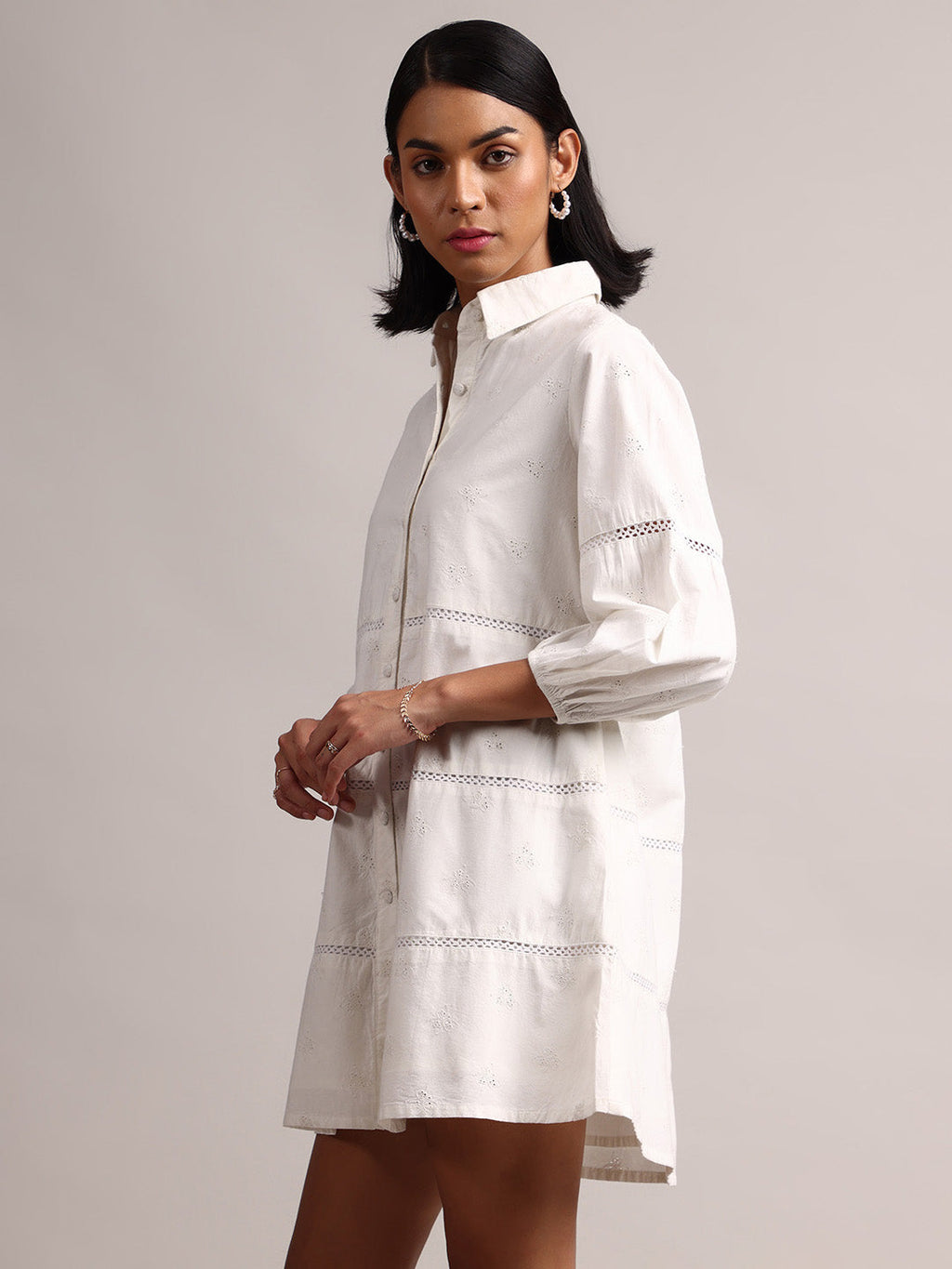 Zaccai Women's White Cambric Schiffli Dress - Distacart
