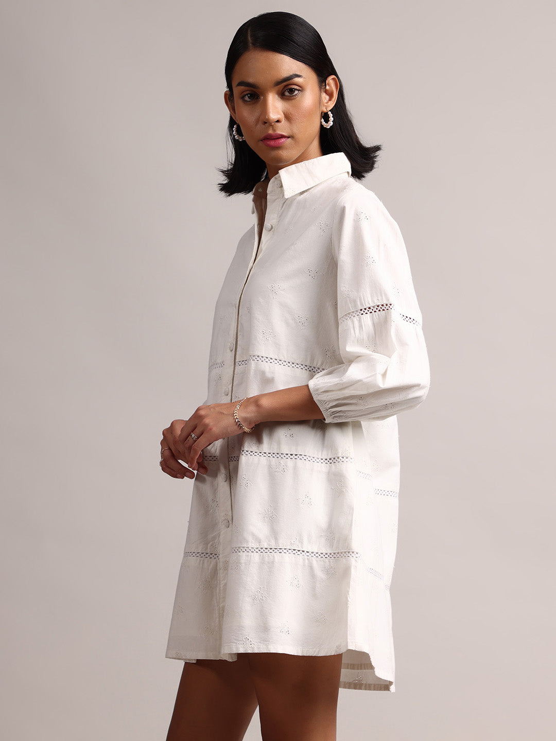 Zaccai Women's White Cambric Schiffli Dress - Distacart