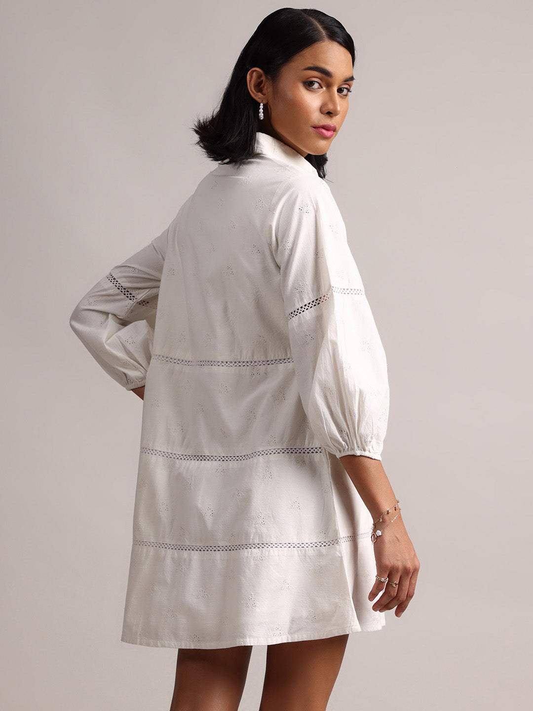 Zaccai Women's White Cambric Schiffli Dress - Distacart