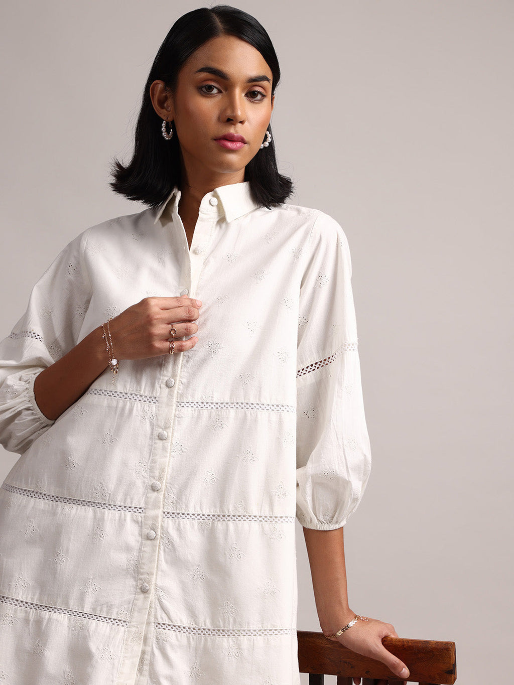 Zaccai Women's White Cambric Schiffli Dress - Distacart