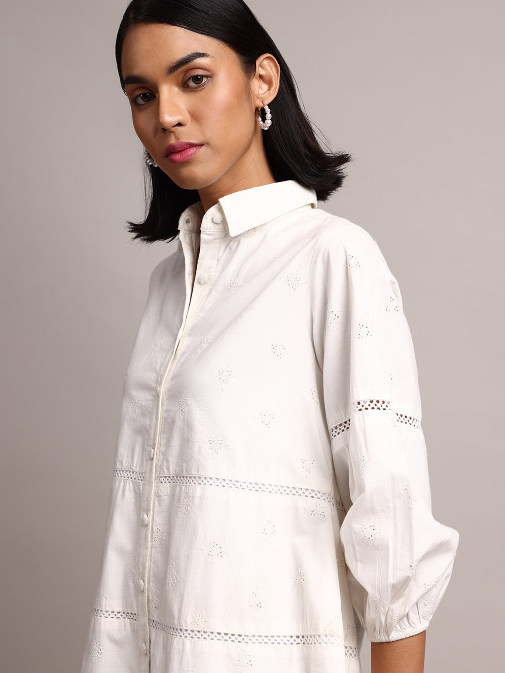 Zaccai Women's White Cambric Schiffli Dress - Distacart