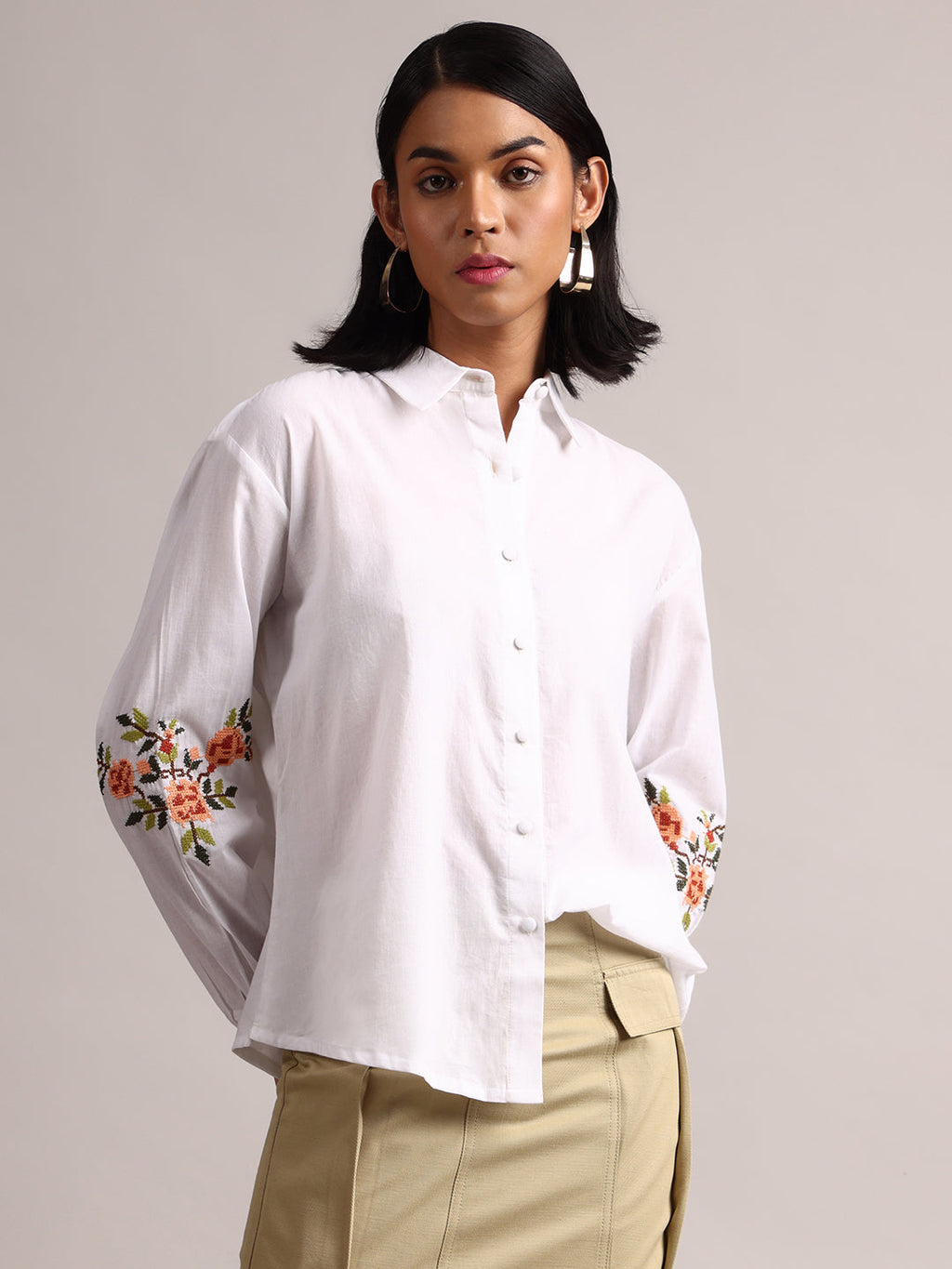Zaccai Women's White Cambric Solid Top