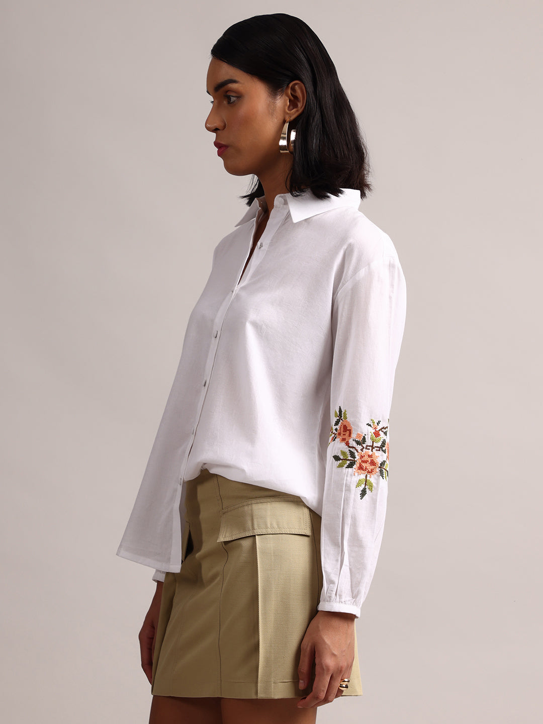 Zaccai Women's White Cambric Solid Top