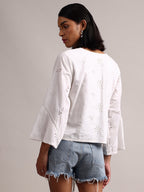 Zaccai Women's White Cambric Schiffli Top